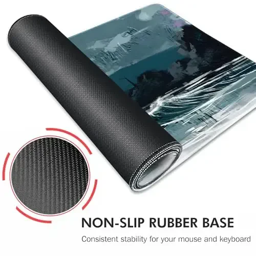 Galdas Gaming Mouse Pad XXL XL Large Long Extended Big Mousepad Non-Slip Rubber Keyboard Mouse Pad with Stitched Edges for Laptop Home Office (31.5x11.8x0.08 Inch) … (Ink Painting) - 5