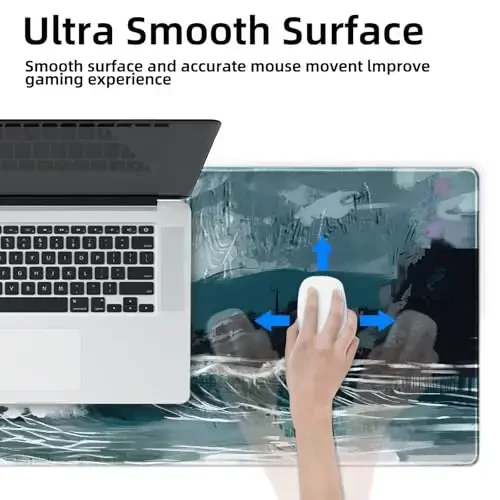 Galdas Gaming Mouse Pad XXL XL Large Long Extended Big Mousepad Non-Slip Rubber Keyboard Mouse Pad with Stitched Edges for Laptop Home Office (31.5x11.8x0.08 Inch) … (Ink Painting) - 6