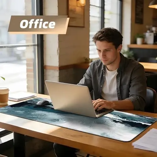 Galdas Gaming Mouse Pad XXL XL Large Long Extended Big Mousepad Non-Slip Rubber Keyboard Mouse Pad with Stitched Edges for Laptop Home Office (31.5x11.8x0.08 Inch) … (Ink Painting) - 5
