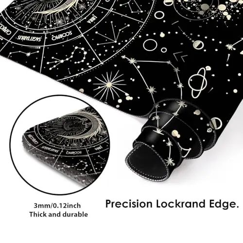 Galdas Gaming Mouse Pad XXL XL Large Long Extended Big Mousepad Non-Slip Rubber Keyboard Desk Pad with Stitched Edges for Laptop Home Office (31.5x11.8x0.08 Inch) … (Black Moon) - 4