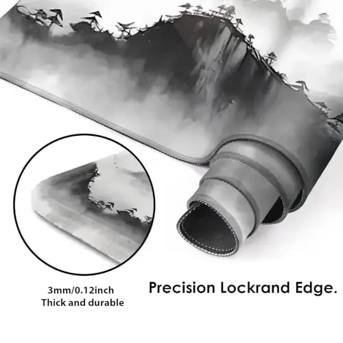 Galdas Gaming Mouse Pad XXL XL Large Long Extended Big Mousepad Non-Slip Rubber Keyboard Mouse Pad with Stitched Edges for Laptop Home Office (31.5x11.8x0.08 Inch) … (Black Ink) - 4