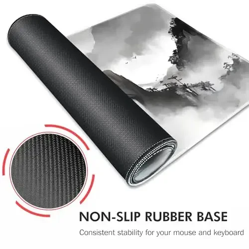 Galdas Gaming Mouse Pad XXL XL Large Long Extended Big Mousepad Non-Slip Rubber Keyboard Mouse Pad with Stitched Edges for Laptop Home Office (31.5x11.8x0.08 Inch) … (Black Ink) - 5