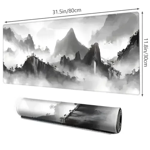 Galdas Gaming Mouse Pad XXL XL Large Long Extended Big Mousepad Non-Slip Rubber Keyboard Mouse Pad with Stitched Edges for Laptop Home Office (31.5x11.8x0.08 Inch) … (Black Ink) - 2