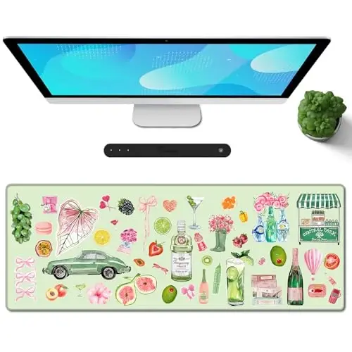 Galdas Gaming Mouse Pad XXL XL Large Long Extended Big Mousepad Non-Slip Rubber Keyboard Mouse Pad with Stitched Edges for Laptop Home Office (31.5x11.8x0.08 Inch) -Element 