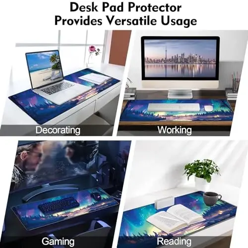 Galdas Gaming Mouse Pad XXL XL Large Long Extended Big Mousepad Non-Slip Rubber Keyboard Mouse Pad with Stitched Edges for Laptop Home Office (31.5x11.8x0.08 Inch) … (Aurora) - 7