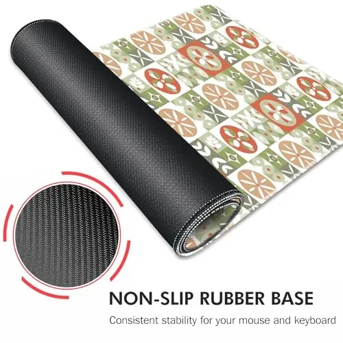 Galdas Gaming Mouse Pad XXL XL Large Long Extended Big Mousepad Non-Slip Rubber Keyboard Mouse Pad with Stitched Edges for Laptop Home Office (31.5x11.8x0.08 Inch) … (Checkered Flower) - 5