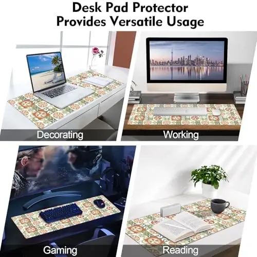 Galdas Gaming Mouse Pad XXL XL Large Long Extended Big Mousepad Non-Slip Rubber Keyboard Mouse Pad with Stitched Edges for Laptop Home Office (31.5x11.8x0.08 Inch) … (Checkered Flower) - 7