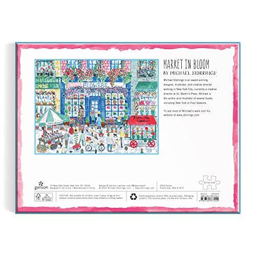 Galison Michael Storrings Market in Bloom – 2000 Piece Puzzle Fun and Challenging Activity with Bright and Bold Artwork of Sunny City Market and Flowers for Adults and Families - 5