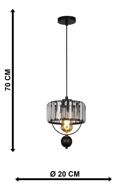 Galon Tekli Lux Kristal Siyah Sarkıt Avize - Siyah - 5