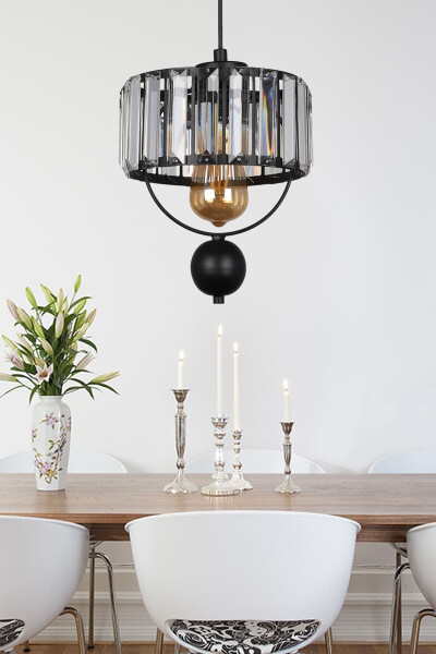 Galonli Lux Kristal Qora Rangli Yolg'iz Osiladigan Chandelier 