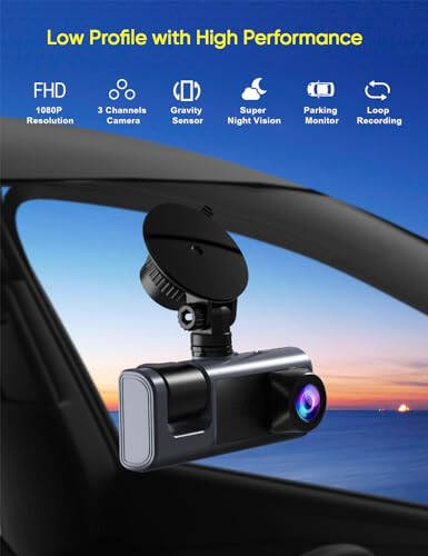 Galphi 3 Kanal Oldingi va Orqa Ichki Dash Cam, Avtomobillar uchun 1080P Dash Kamera, IR Tungi Ko'rish, Loop Yozuvi, G-Sensor, 24 soat Yozuv, Maksimal 128 GB qo'llab-quvvatlash bilan uch yo'lli uch tomonlama Avtomobil Kamerasi - 3