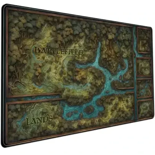 Game Forest Large Mouse Pad XXL Green Map Playmat for MTG Adventure Gaming Deskpad Desk Mat for Keyboard and Mouse Mat with Stitched Edges Anti-Slip Funny Desk Pad, 31.5 X 15.8 in - MECHANICAL CATTLE