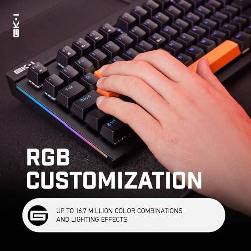 GameCom GK-1 Mekanik Oyun Klavyesi - Özelleştirilebilir RGB Aydınlatma - Bireysel Arka Aydınlatmalı Tuşlar - Optik Kailh Mavi Tıklamalı Anahtarlar - Lansman Sürümü Turuncu - 5