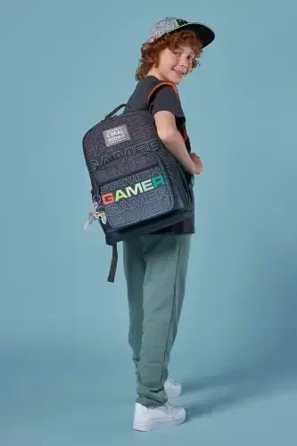 Gamer Desenli 3'lü SET Okul Sırt Çantası-siyah - CORAL HIGH (1)