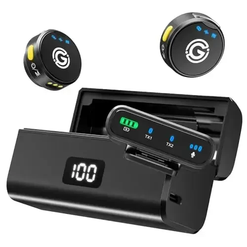 Gamiity simsiz Lavalier mikrofon iPhone/Android/Kamera/PC/Laptop uchun, Lightning/USB-C/Plug Mini Lapel simsiz mikrofon, Hi-Fi audio, video yozuv, striming uchun shovqinni bekor qilish - Qora - GAMIITY