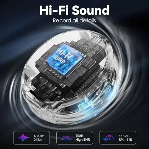 Gamiity simsiz Lavalier mikrofon iPhone/Android/Kamera/PC/Laptop uchun, Lightning/USB-C/Plug Mini Lapel simsiz mikrofon, Hi-Fi audio, video yozuv, striming uchun shovqinni bekor qilish - Qora - 5