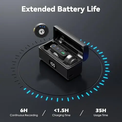 Gamiity simsiz Lavalier mikrofon iPhone/Android/Kamera/PC/Laptop uchun, Lightning/USB-C/Plug Mini Lapel simsiz mikrofon, Hi-Fi audio, video yozuv, striming uchun shovqinni bekor qilish - Qora - 4