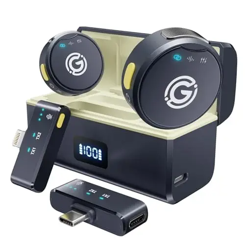 Gamiity simsiz Lavalier Mikrofoni iPhone/Android uchun Yildirim, USB C Mini Yaka Mikrofoni Simsiz, Shovqinni Yo'q Qilish, 35H Batareya Video Yozuvlar, Oqim uchun - Sapfir Moviy - 1