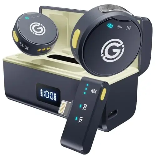 Gamiity simsiz yaka mikrofoni iPhone 14/13/12 uchun, Lightning Mini Lapel simsiz mikrofoni, Hi-Fi Audio, shovqinni bekor qilish, video yozish, striming uchun 35 soatlik batareya - Sapphire Blue - GAMIITY