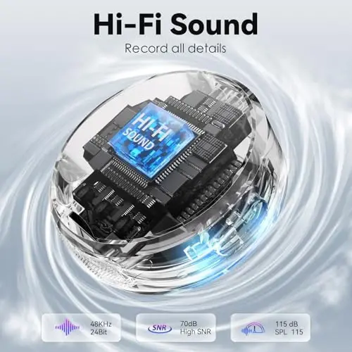 Gamiity simsiz yaka mikrofoni iPhone 14/13/12 uchun, Lightning Mini Lapel simsiz mikrofoni, Hi-Fi Audio, shovqinni bekor qilish, video yozish, striming uchun 35 soatlik batareya - Sapphire Blue - 5