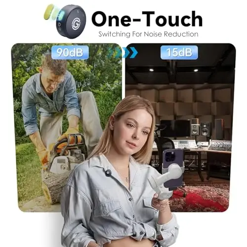 Gamiity Wireless Lavalier Microphone for iPhone/Android with Lightning, USB C Mini Lapel Microphone Wireless, Noise Cancellation, 35H Battery for Video Recording, Streaming - Sapphire Blue - 3