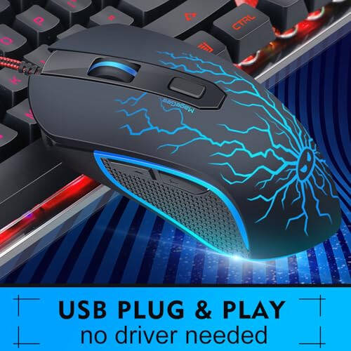 Gaming Keyboard and Mouse Combo, K1 RGB LED Backlit Keyboard with 104 Key Computer PC Gaming Keyboard for PC/Laptop (Black) - 2