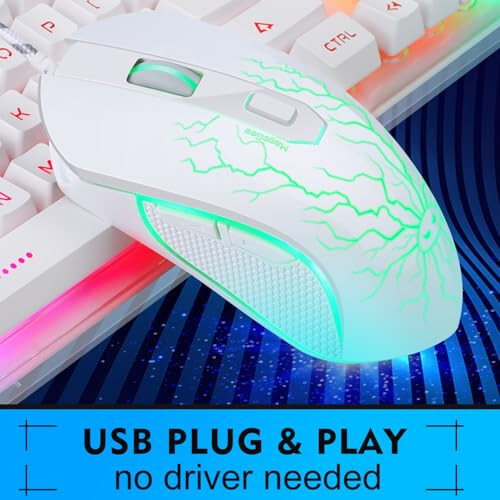 Gaming Keyboard and Mouse Combo, K1 RGB LED Backlit Keyboard with 104 Key for PC/Laptop(White) - 2