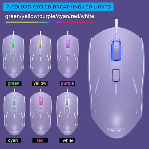 Gaming Keyboard and Mouse Combo, K1 RGB LED Backlit Wired Keyboard with 104 Key Computer PC Gaming Keyboard for PC/Laptop (Purple) - 6