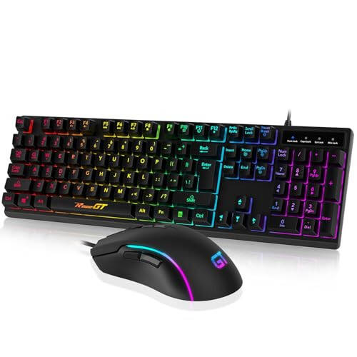 Gaming Keyboard and Mouse Combo, RaceGT USB Backlit 104 Keys Wired Keyboard Gaming, 7 Buttons 6400 DPI Gaming Mouse, Gaming Accessories Compatible with PC Laptop Computer - 1