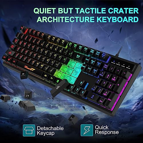 Gaming Keyboard and Mouse Combo, RaceGT USB Backlit 104 Keys Wired Keyboard Gaming, 7 Buttons 6400 DPI Gaming Mouse, Gaming Accessories Compatible with PC Laptop Computer - 2