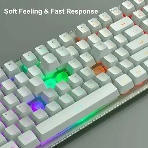 Gaming klaviatura va sichqoncha kombinatsiyasi, K1 RGB LED yoritgichli klaviatura, kompyuter/noutbuk uchun 104 tugmali kompyuter oʻyin klaviaturasi (yashil) - 5