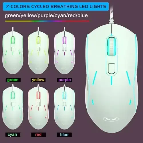 Gaming klaviatura va sichqoncha kombinatsiyasi, K1 RGB LED yoritgichli klaviatura, kompyuter/noutbuk uchun 104 tugmali kompyuter oʻyin klaviaturasi (yashil) - 6