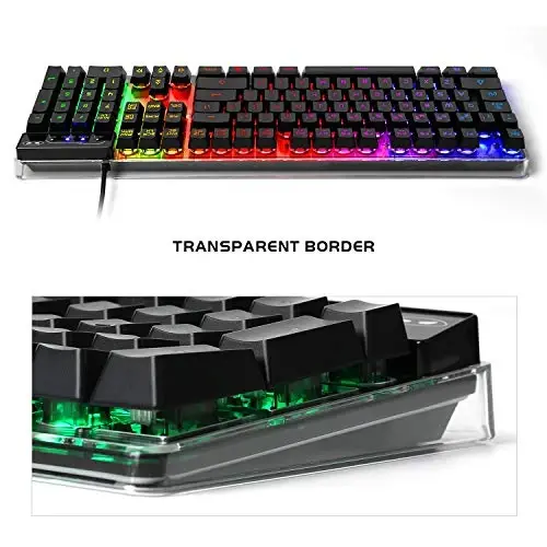 Gaming Klaviatura va sichqoncha kombinatsiyasi, K1 RGB LED yoritgichli simli klaviatura, 104 tugmali kompyuter PC o'yin klaviaturasi PC/noutbuk uchun (qora) - 5