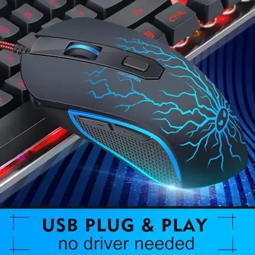 Gaming Klaviatura va sichqoncha kombinatsiyasi, K1 RGB LED yoritgichli simli klaviatura, 104 tugmali kompyuter PC o'yin klaviaturasi PC/noutbuk uchun (qora) - 2