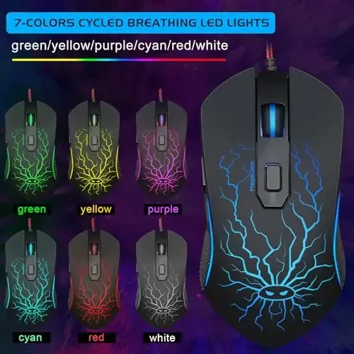 Gaming Klaviatura va sichqoncha kombinatsiyasi, K1 RGB LED yoritgichli simli klaviatura, 104 tugmali kompyuter PC o'yin klaviaturasi PC/noutbuk uchun (qora) - 6