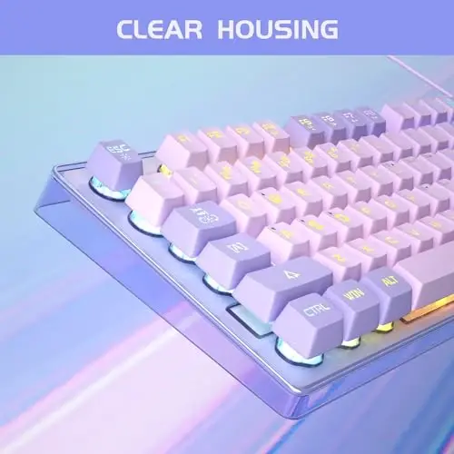 Gaming klaviatura va sichqoncha kombinatsiyasi, K1 RGB LED yoritgichli simli klaviatura, kompyuter/noutbuk uchun 104 tugmali kompyuter o'yin klaviaturasi (binafsha) - 2