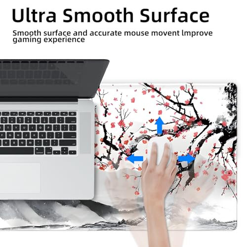 Gaming Mouse Mat Forest Background Pattern XXL XL Large Mouse Mat Long Extended Mouse Pad Desk Mat Non-Slip Rubber Mice Pads Stitched Edges Thin Pad (Ink and wash) - 6