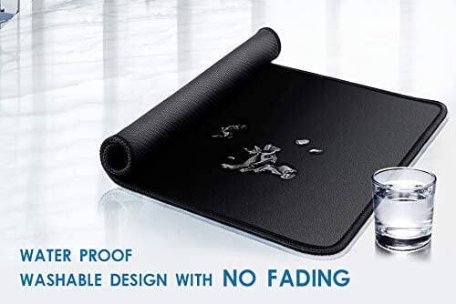 Gaming Mouse Pad 12x10x1/8 in. Delicate Stitched Edges & Non-Slip Natural Rubber Base, Premium-Textured & Waterproof Mousepad, Mouse Mat for Computer, Laptop, PC, Office & Home, Black - 14