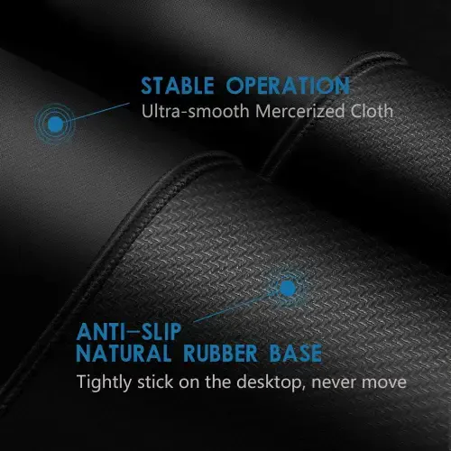 Gaming Mouse Pad 12x10x1/8 in. Delicate Stitched Edges & Non-Slip Natural Rubber Base, Premium-Textured & Waterproof Mousepad, Mouse Mat for Computer, Laptop, PC, Office & Home, Black - 1