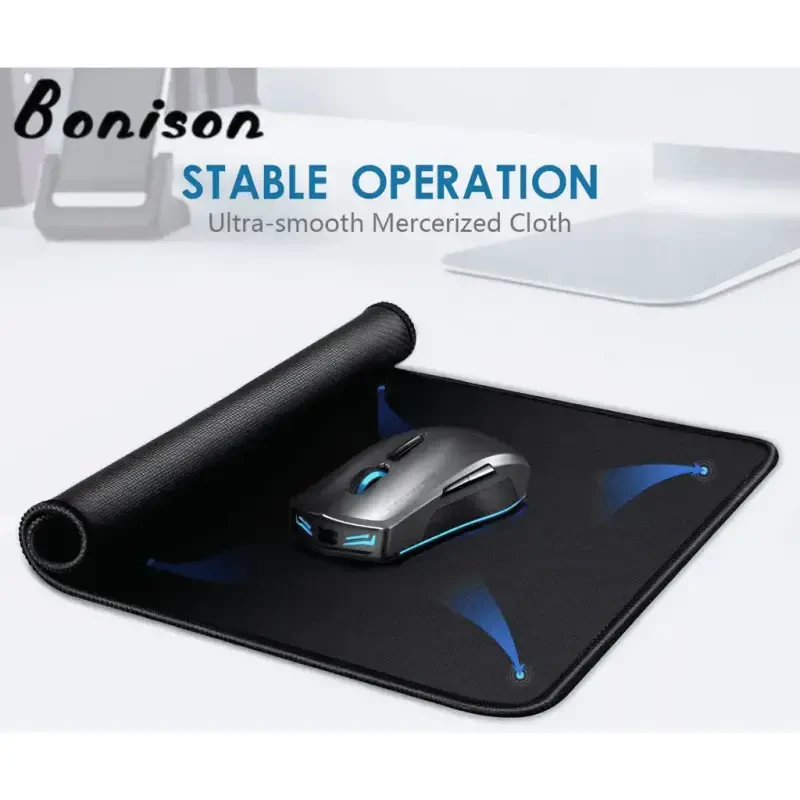 Gaming Mouse Pad 12x10x1/8 in. Delicate Stitched Edges & Non-Slip Natural Rubber Base, Premium-Textured & Waterproof Mousepad, Mouse Mat for Computer, Laptop, PC, Office & Home, Black - 5