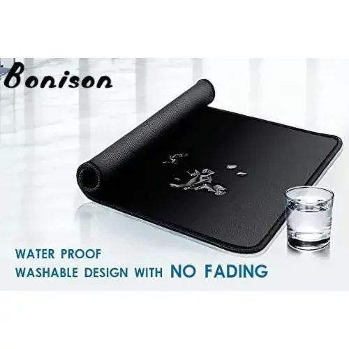 Gaming Mouse Pad 12x10x1/8 in. Delicate Stitched Edges & Non-Slip Natural Rubber Base, Premium-Textured & Waterproof Mousepad, Mouse Mat for Computer, Laptop, PC, Office & Home, Black - 6