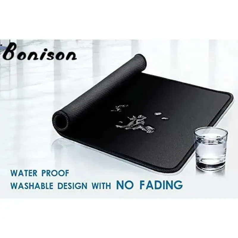 Gaming Mouse Pad 12x10x1/8 in. Delicate Stitched Edges & Non-Slip Natural Rubber Base, Premium-Textured & Waterproof Mousepad, Mouse Mat for Computer, Laptop, PC, Office & Home, Black - 6