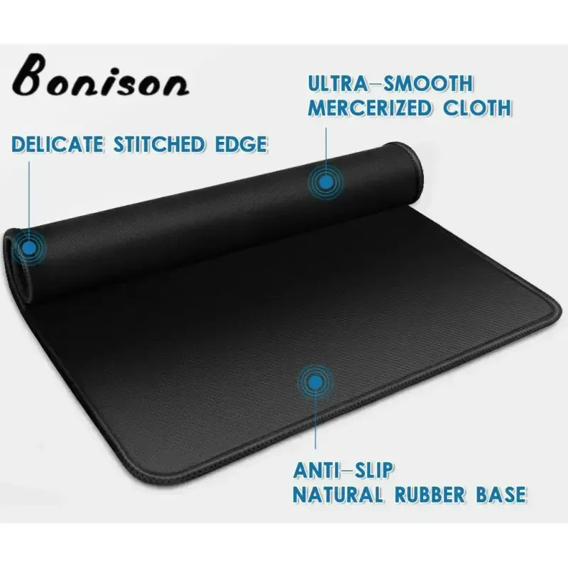 Gaming Mouse Pad 12x10x1/8 in. Delicate Stitched Edges & Non-Slip Natural Rubber Base, Premium-Textured & Waterproof Mousepad, Mouse Mat for Computer, Laptop, PC, Office & Home, Black - 7