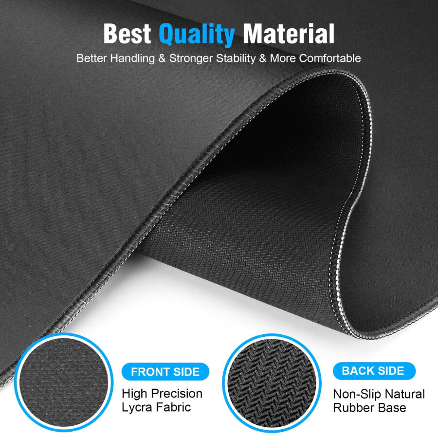 Gaming Mouse Pad 31.5x11.8IN Premium-Textured Non-Slip Rubber & Waterproof Mousepad with Stitched Edges for Gaming, Office & Home, Black - 10