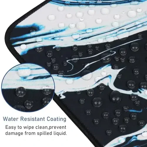 Gaming Mouse Pad bilan tikilgan qirralar, bardoshli sirpanmaydigan tabiiy kauchuk taglik, Esports Pro/Gamer/Desktop/Office/Home uchun suv o'tkazmaydigan kompyuter klaviatura pad mati - Marmar Cyan - 4