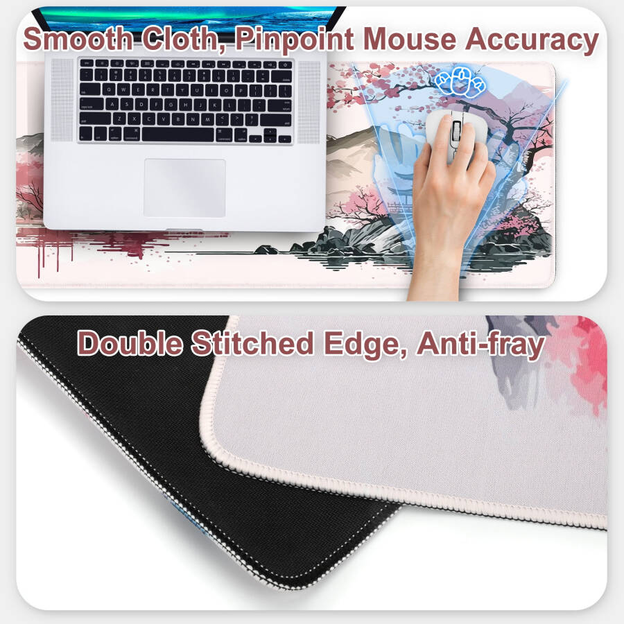 Gaming Mouse Pad, EEEkit Large Mousepad Rubber Base Desk Mat with Stitched Edges, 31.5x11.8in - 10