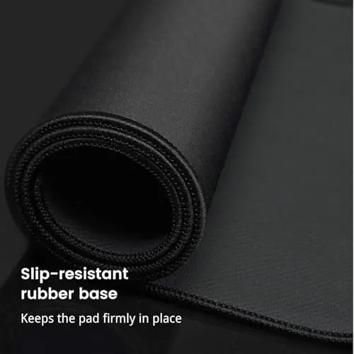 Gaming Mouse Pad, Katta Mouse Padlar Suv o'tkazmaydigan Extra Katta Katta Mouse Pad Tikilgan Qirrasi bilan, XXXL Sirpanmaydigan Qora Kompyuter Mousepad Stol Mat Gamer, Ofis & Uy uchun, Qora - 5