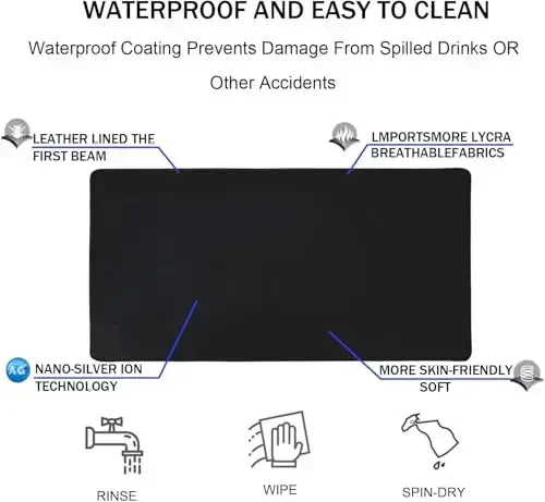 Gaming Mouse Pad, Katta Mouse Padlar Suv o'tkazmaydigan Extra Katta Katta Mouse Pad Tikilgan Qirrasi bilan, XXXL Sirpanmaydigan Qora Kompyuter Mousepad Stol Mat Gamer, Ofis & Uy uchun, Qora - 4