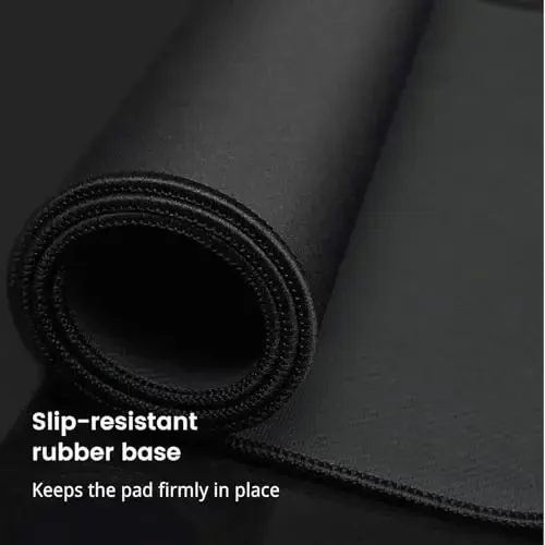 Gaming Mouse Pad, Katta Mouse Padlar Suv o'tkazmaydigan Extra Katta Katta Mouse Pad Tikilgan Qirrasi bilan, XXXL Sirpanmaydigan Qora Kompyuter Mousepad Stol Mat Gamer, Ofis & Uy uchun, Qora - 5