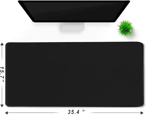 Gaming Mouse Pad, Katta Mouse Padlar Suv o'tkazmaydigan Extra Katta Katta Mouse Pad Tikilgan Qirrasi bilan, XXXL Sirpanmaydigan Qora Kompyuter Mousepad Stol Mat Gamer, Ofis & Uy uchun, Qora - 6